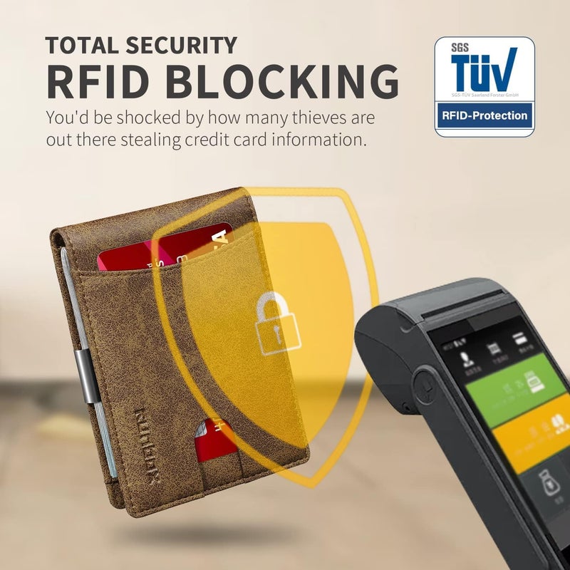 RUNBOX Slim Novelty Wallets for Men RFID Blocking 11 Card Holder Minimalist Small Leather Bifold Men's Front Pocket Wallet Gift Box - Image 5